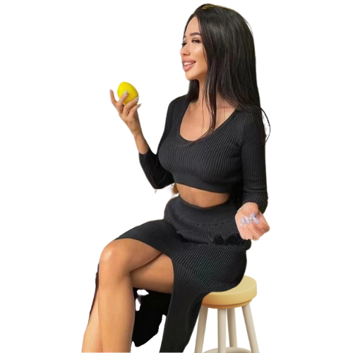 חליפת קרופ סקסי ארוכה
