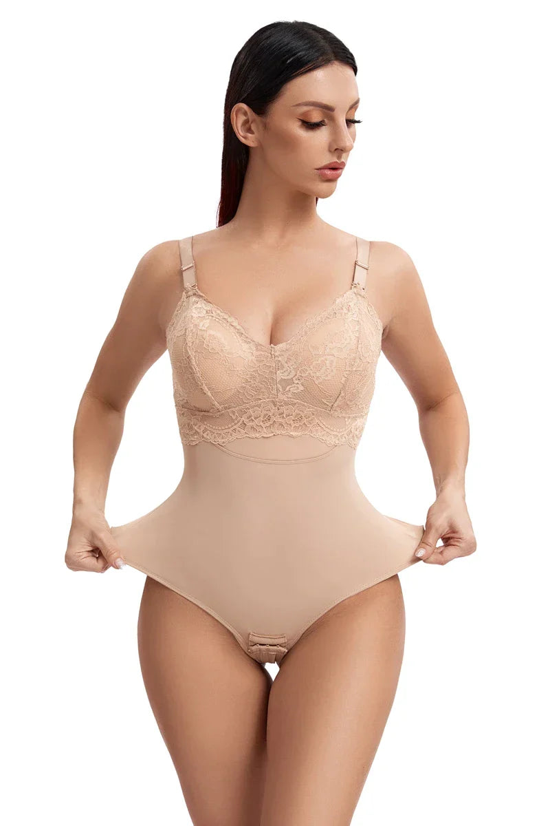 בגד גוף מחוך מחטב חוטיני- משולב תחרה